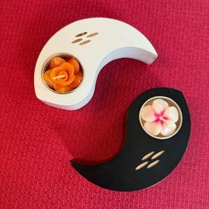 Asia Exp NWOT Yin Yang Tea light Wood Candle Holder